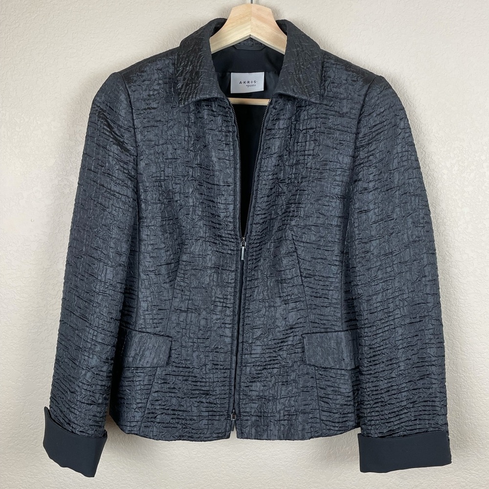 Akris Punto Black Zip Jacket Size 8